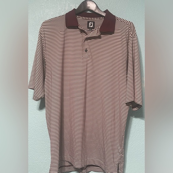 FootJoy Other - Footjoy Mens Medium Maroon  Striped Polo Style Golf Shirt Polyblend